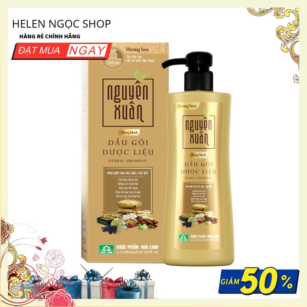 Dầu gội dược liệu Nguyên Xuân Bồng Bềnh 200ml/ 250ml/ 350ml +35ml - Ngát hương hoa, phù hợp với da đầu dầu.