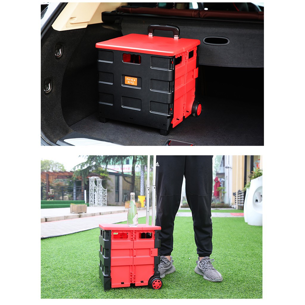 Thùng đựng đồ gấp gọn vali kéo đa năng - Dùng trên ô tô, đi siêu thị, di chuyển đồ nặng - T009 Duy Khôi Shop