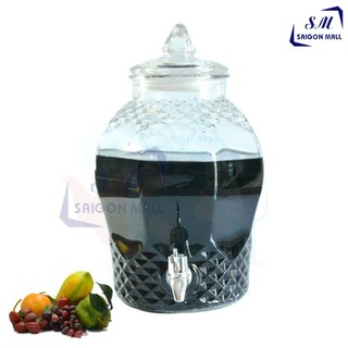  Bình ngâm rượu thủy tinh họa tiết kim cương 8833-MS3L có van và không van 