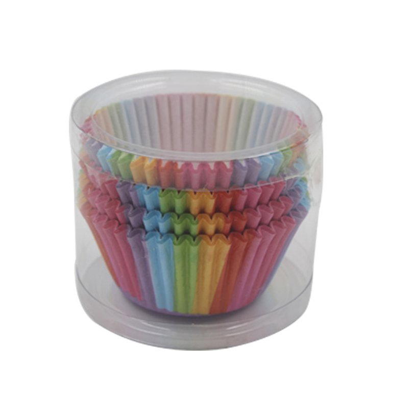 ♥FL*100PCS/SET Rainbow Style Paper Cake Forms Cupcake Liner Baking Muffin Box Cup♬