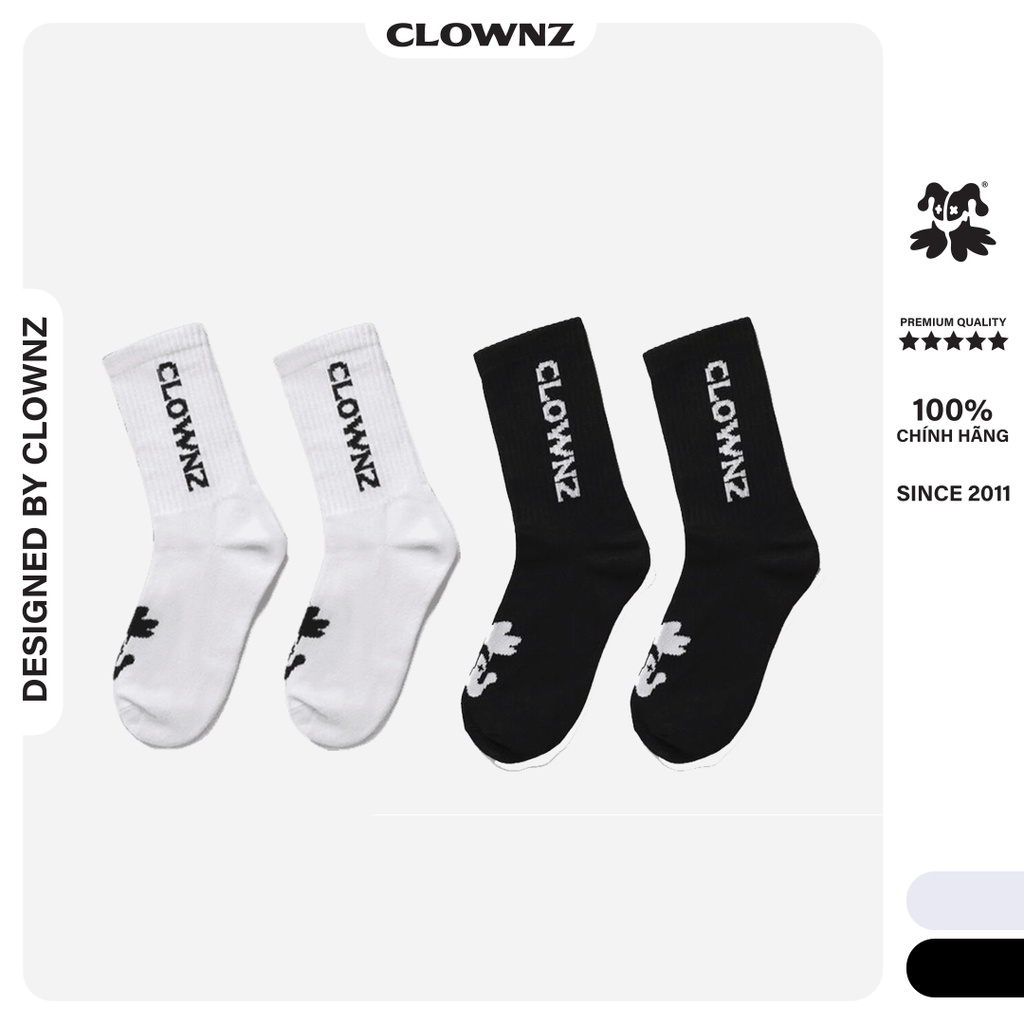 Tất cổ cao unisex Clownz Signature, freesize, chất cotton dày dặn, thoáng khí