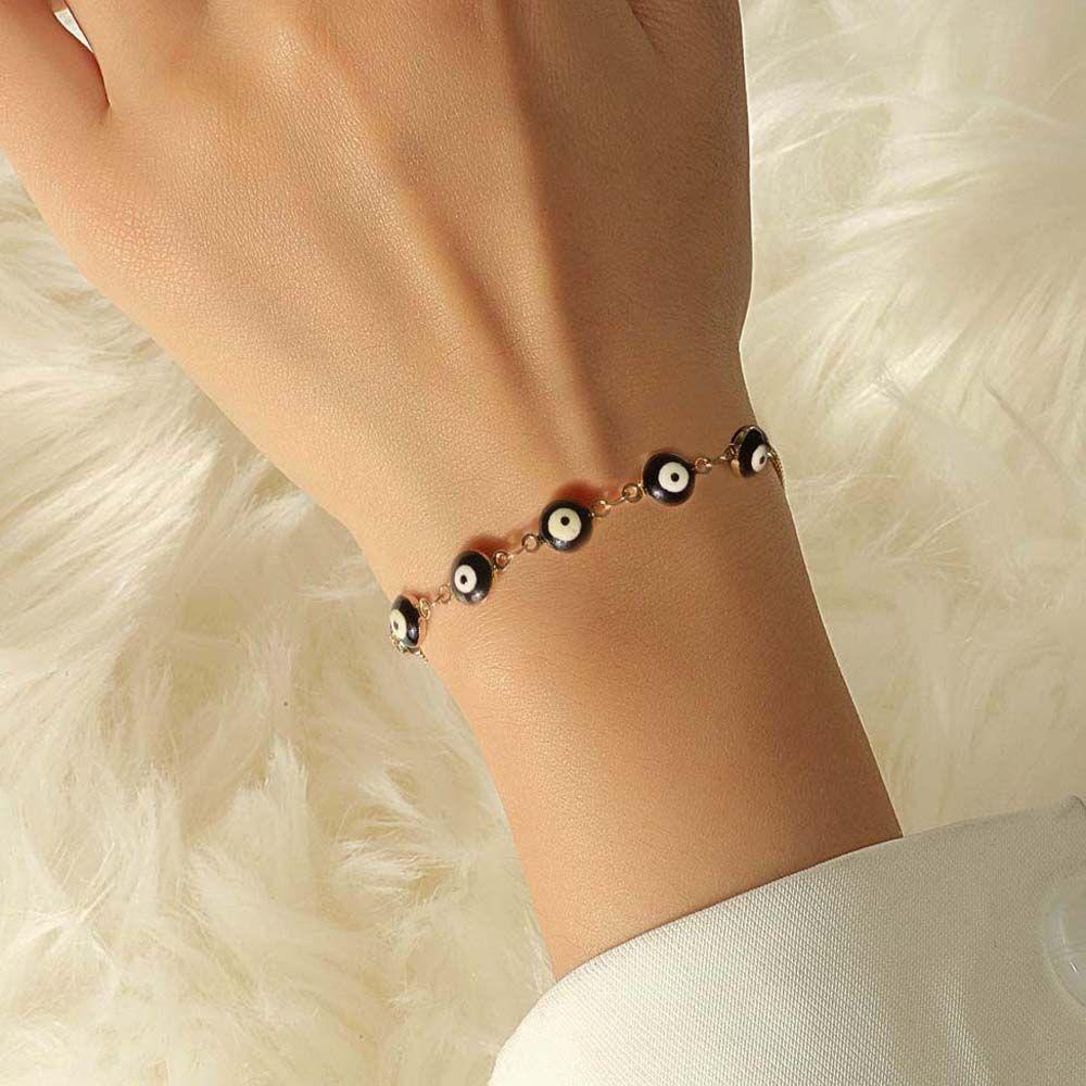 AROMA Vòng Tay Mặt Kính Hình Mắt Quỷ Màu Xanh Dương Phong Cách Bohemian Thời Trang Cho Cặp Đôi