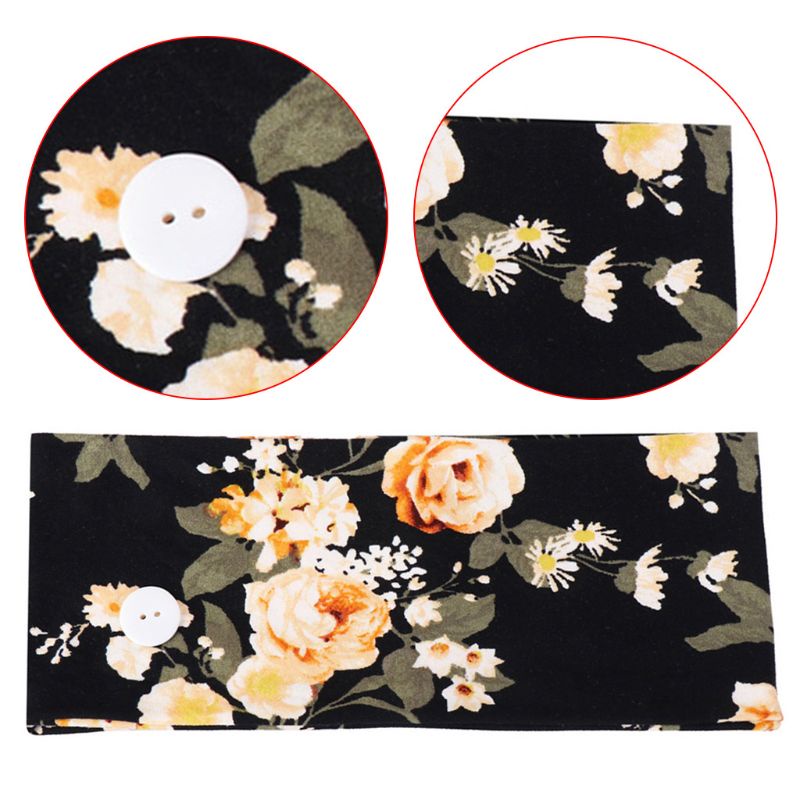 Băng Đô Cài Tóc Bản Rộng In Họa Tiết Hoa Nhiều Màu Kèm Giá Đỡ Nút Phong Cách Bohemian Hàn Quốc Cho Nữ