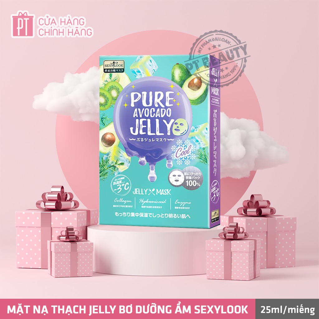 (Xanh nhạt) Mặt nạ Thạch Sexylook Jelly Bơ thu nhỏ lcl, dưỡng ẩm da hộp 3 miếng