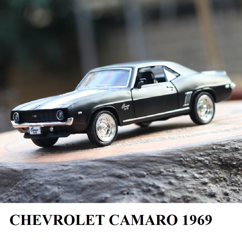 Xe mô hình ô tô RMZ city Chevrolet Camaro SS 1969 tỉ lệ 1:36 bằng sắt chạy cót mở cửa xe đồ chơi trẻ em