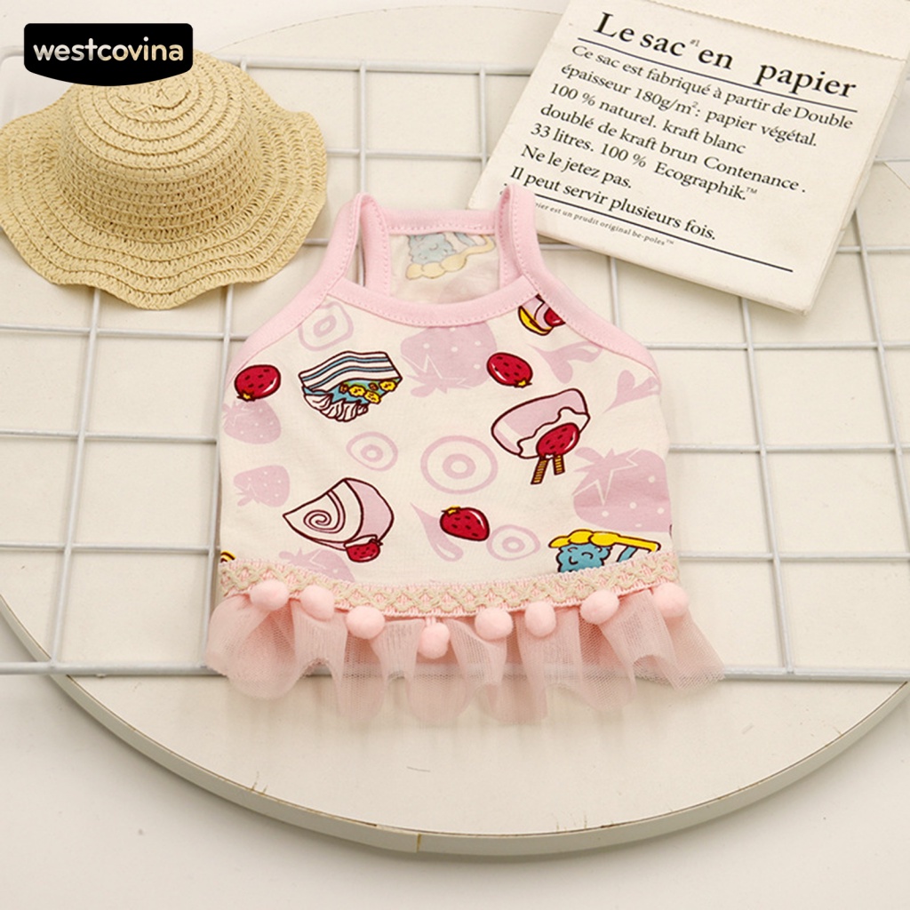 Áo Thun Mềm Mại Họa Tiết Bánh Kem Cho Thú Cưng