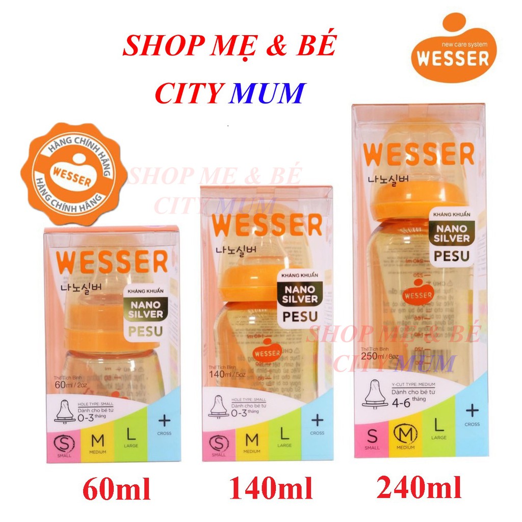 COMBO 3 BÌNH SỮA WESSER PEPSU CAO CẤP 60ML+140ML + 240ML