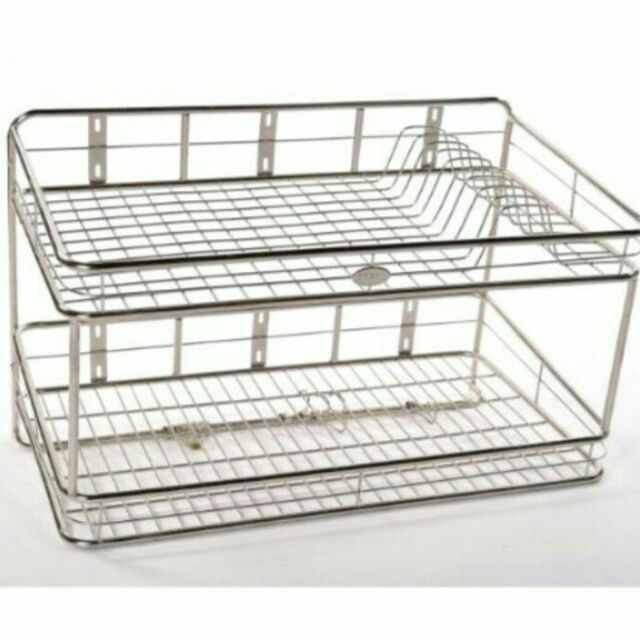 Kệ chén inox  cao cấp 2 tầng có móc treo (đủ size)