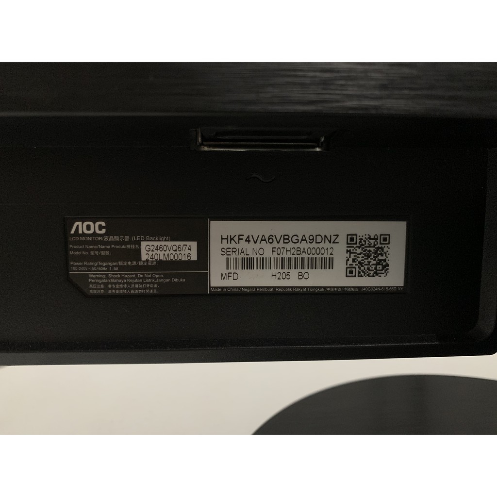 Màn Hình AOC 24" G2460VQ6 (1920x1080/TN/75Hz/1ms) | BigBuy360 - bigbuy360.vn