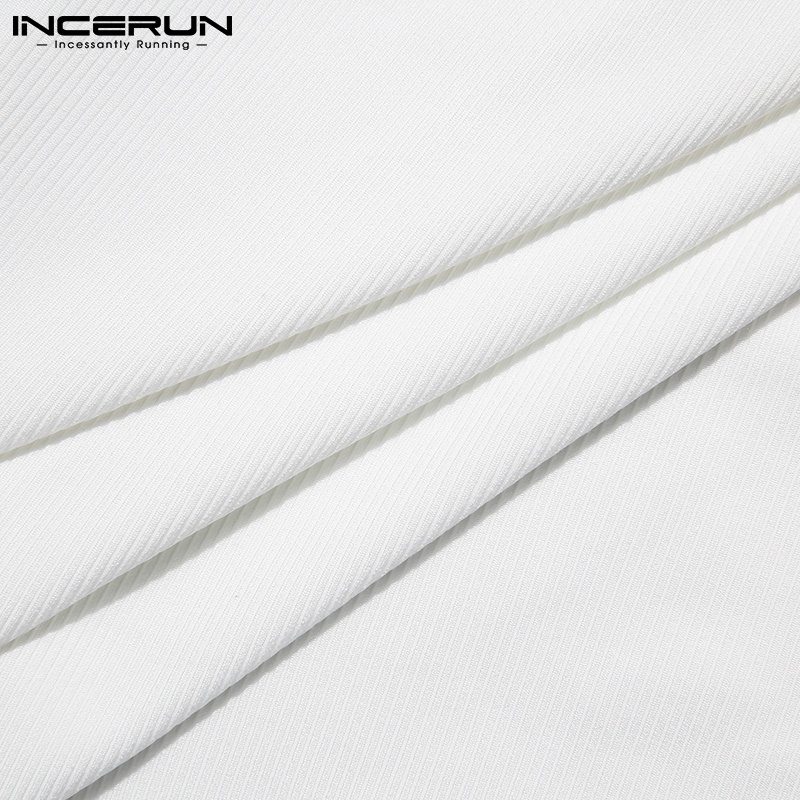 Áo INCERUN màu trắng tay dài thời trang dành cho nam