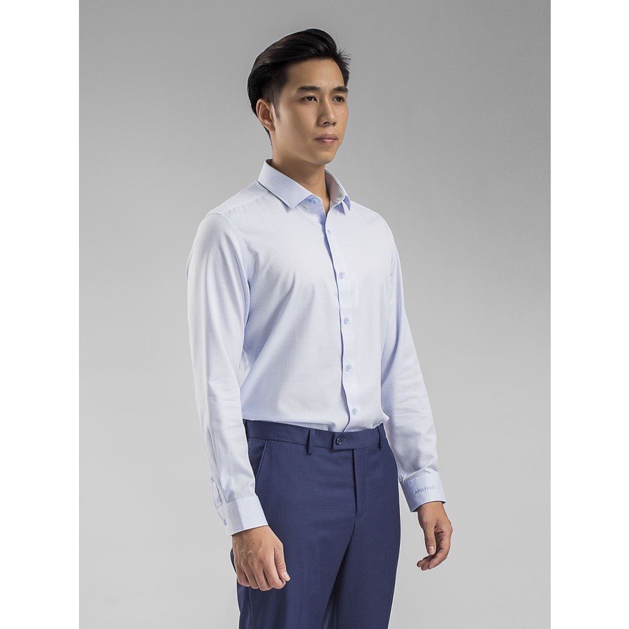Áo sơ mi dài tay nam Aristino  from ôm tà lượn không túi ALS60508