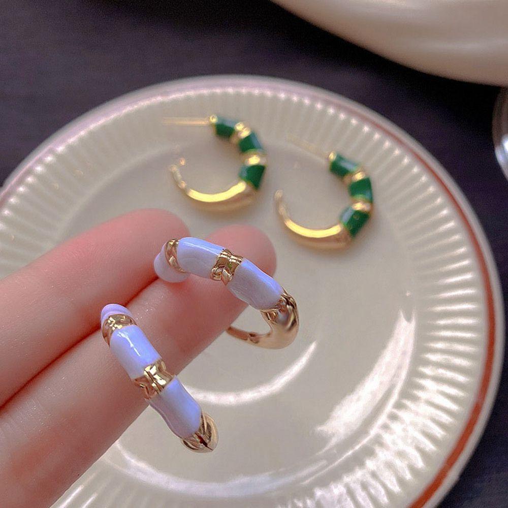 Khuyên Tai Hình Sừng Phong Cách Retro Đơn Giản Cho Nữ|Khuyên Tai Kim Loại Hình Học Cho Nữ