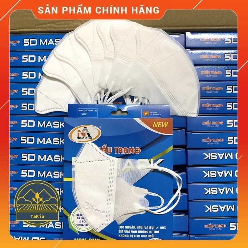 [Chính Hãng] Khẩu Trang 5D MASK NAM ANH FAMAPRO Chống Bụi Mịn Kháng Khuẩn Quai Đeo Êm Tai (Hộp 10 Cái)