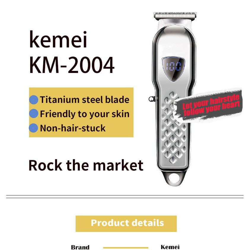 Tông đơ cắt tóc chuyên nghiệp có đèn báo nhiệt độ kemei KM2004