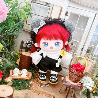 Outfit doll 20cm áo và yếm đen hoa cúc