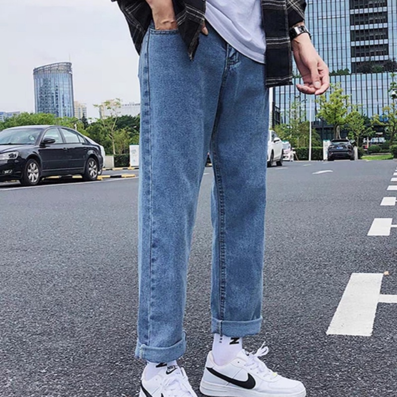 Quần Baggy Jean nam xanh TR02, suông rộng hottrend 2021-Trend Clothing!