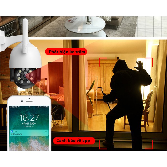 Camera Wifi Tuya Ngoài Trời 1080P Tích Hợp Đèn Pha Nhìn Đêm TY03