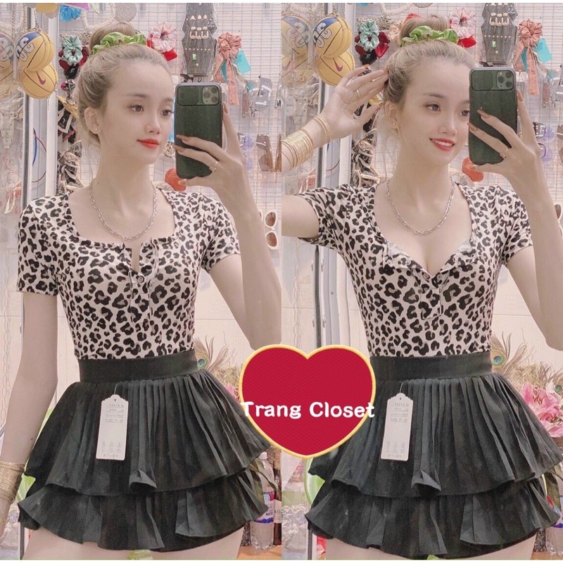 Áo croptop hoạ tiết da beo lady ( kèm video shop )