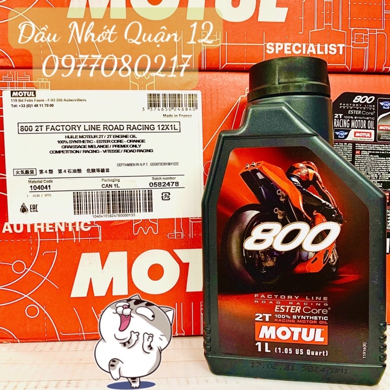 Nhớt Pha Xăng 2 Thì Motul 800 2T Factory Line Road Racing Ester Core Fully Synthetic Racing Motor Oil - Made in France