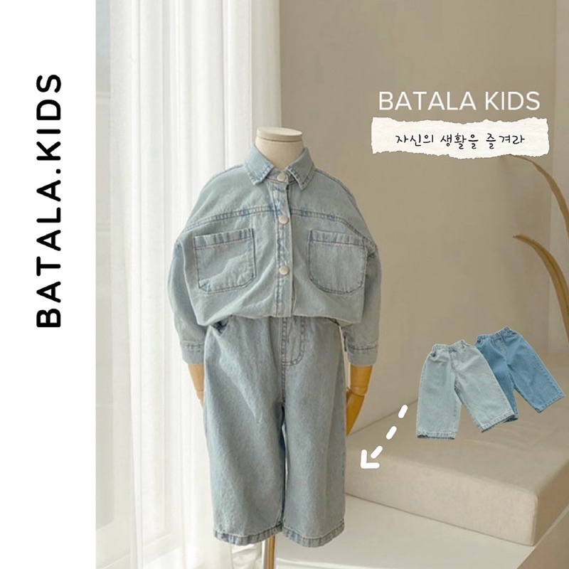 Quần jean cho bé Batala kids quần bò ống suông bé trai bé gái dáng Hàn quốc siêu xinh JSB01