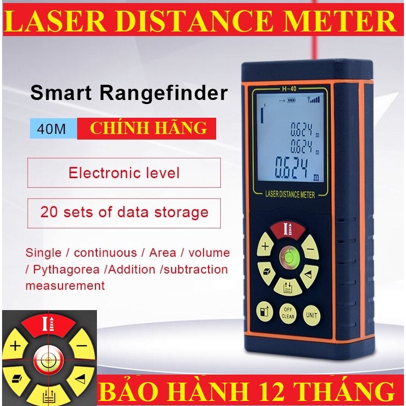 Thước đo khoảng cách bằng tia laser distance meter. Độ chính xác +- 1mm. Thước đo laze, thước đo laser.