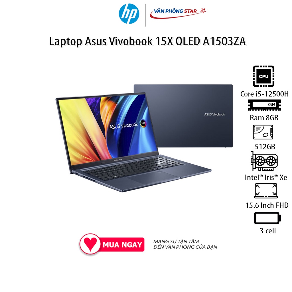 Laptop Asus Vivobook 15X OLED A1503ZA-L1422W (Core i5-12500H | 8GB | 512GB | Intel® Iris® Xe | 15.6 inch OLED FHD