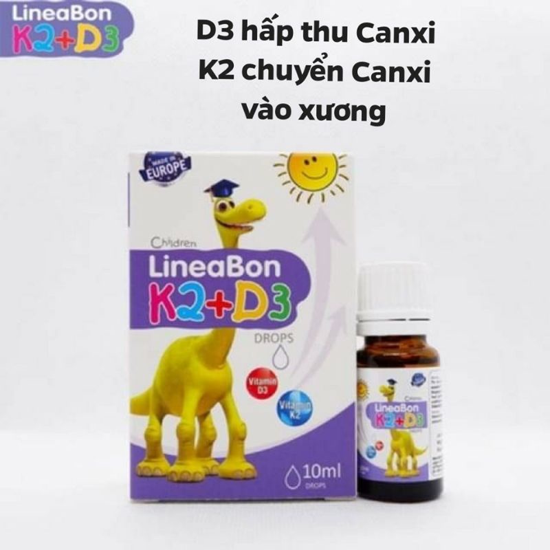 LineaBon Vitamin D3 K2 bổ sung K2 D3 giúp tăng hấp thu canxi cho bé