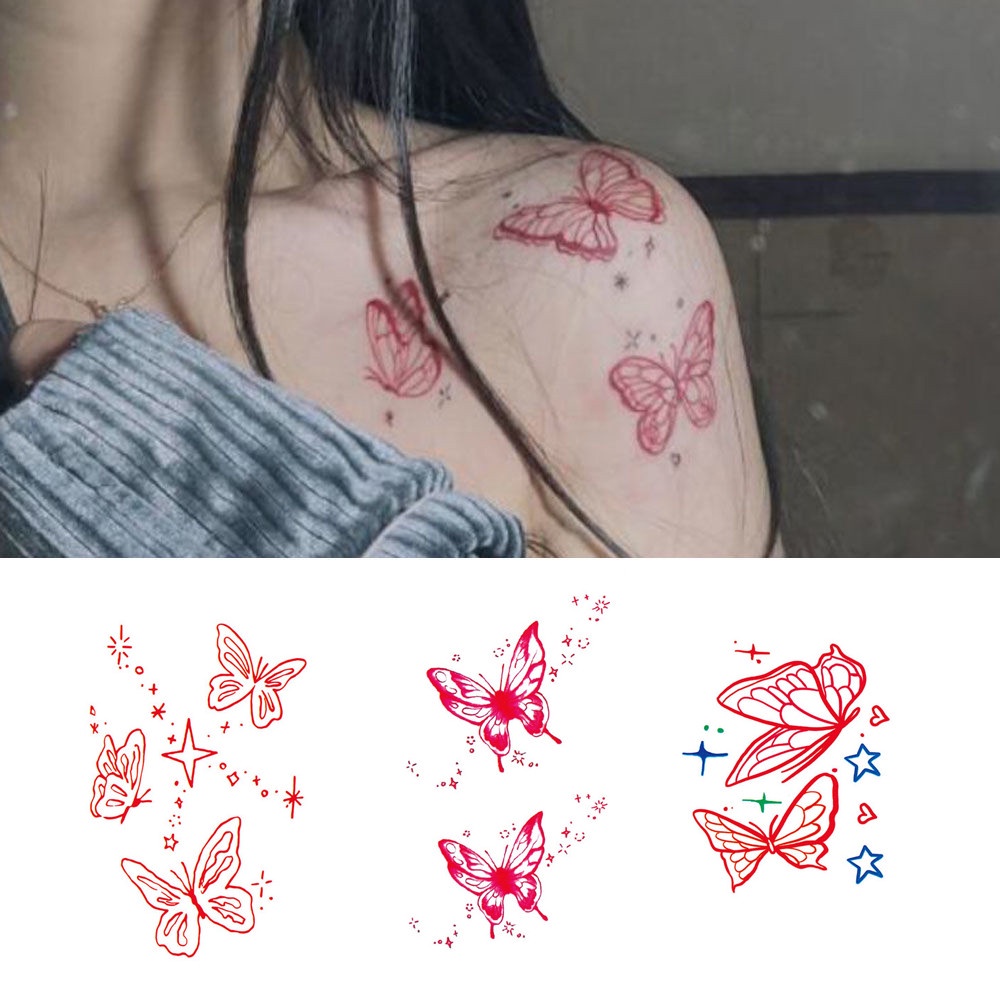 Set 15 Tấm Hình Xăm Dán Tạm Thời Hình Bướm Nhiều Màu Sắc Chống Nước Lâu Trôi Cho Nữ