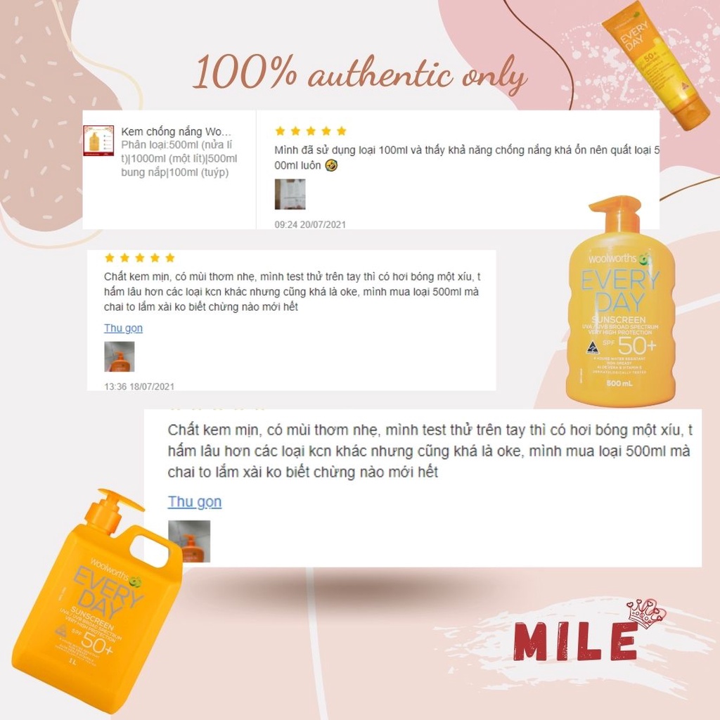 Kem chống nắng Woolworths Everyday Sunscreen SPF 50+