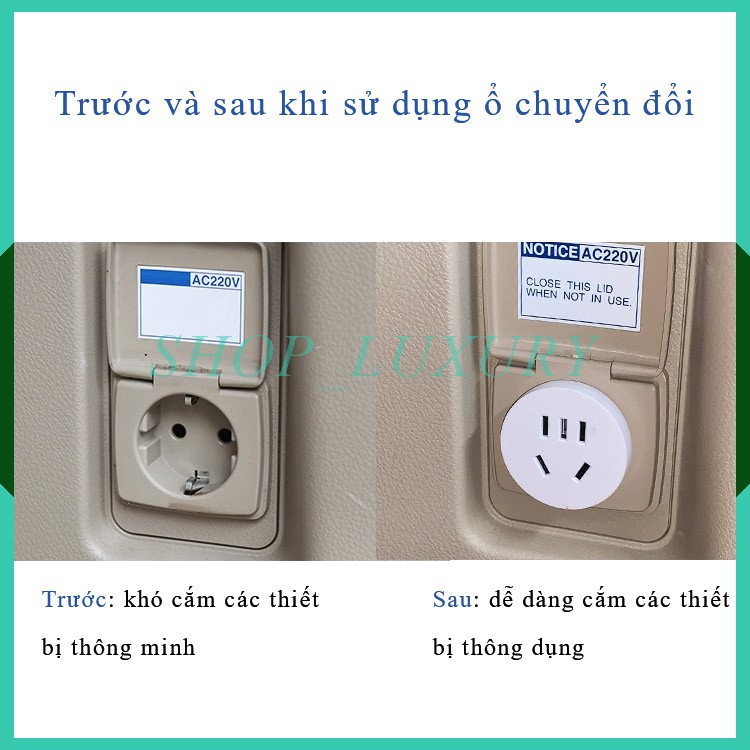 Phích Cắm Chuyển Đổi 3 Chân Dẹt EU Sang 2 Chân Tròn Chuẩn VN Chính Hãng