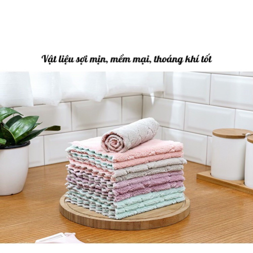 ( Set 5 cái) Khăn lau bếp đa năng 2 mặt siêu thấm siêu mềm mịn