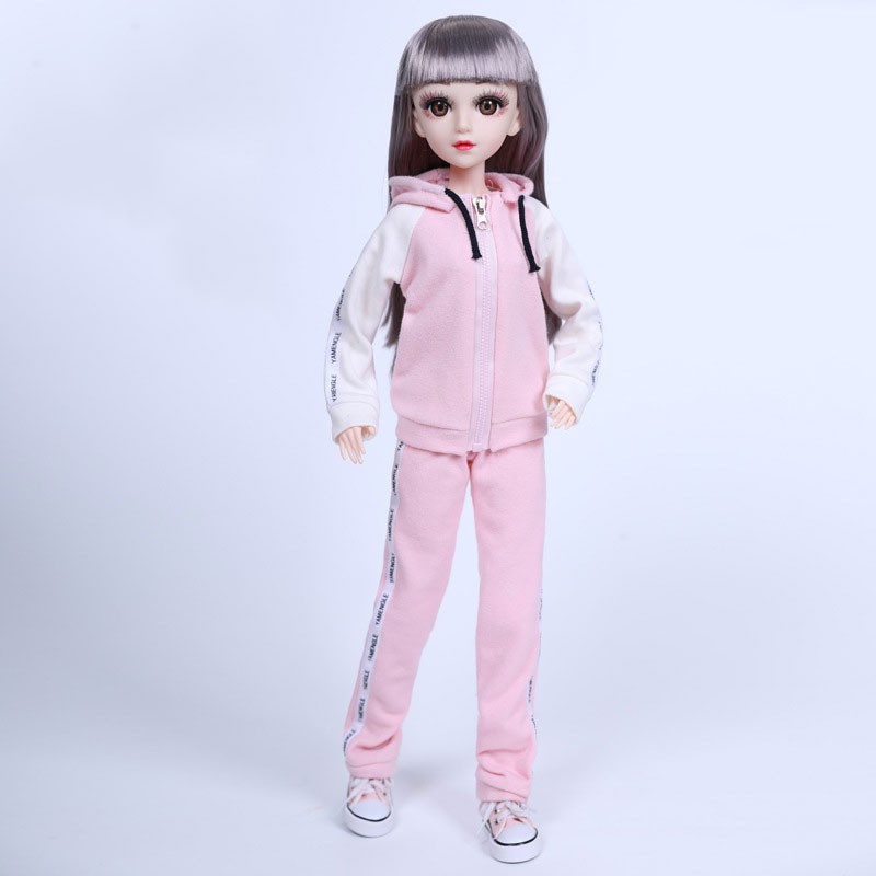 Búp Bê BJD Mắt Ngọc Cao 60 Cm 18 Khớp Mắt Ngọc - Bộ Thể Thao Hồng Đáng Yêu