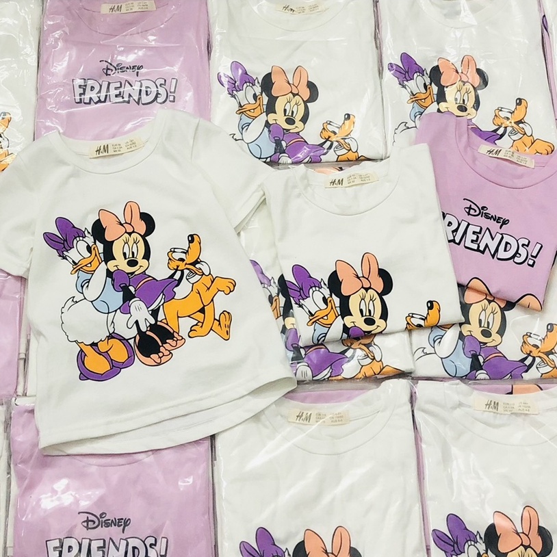 Áo thun cộc tay bé gái - Set 2 áo cotton cộc tay Minnie tím HM cho bé gái size 2-10t
