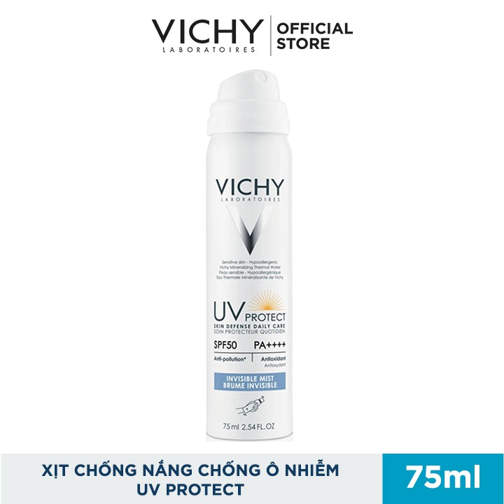 Xịt chống nắng hàng ngày chống ô nhiễm Vichy UV Protect SPF50 PA++++ 75ml