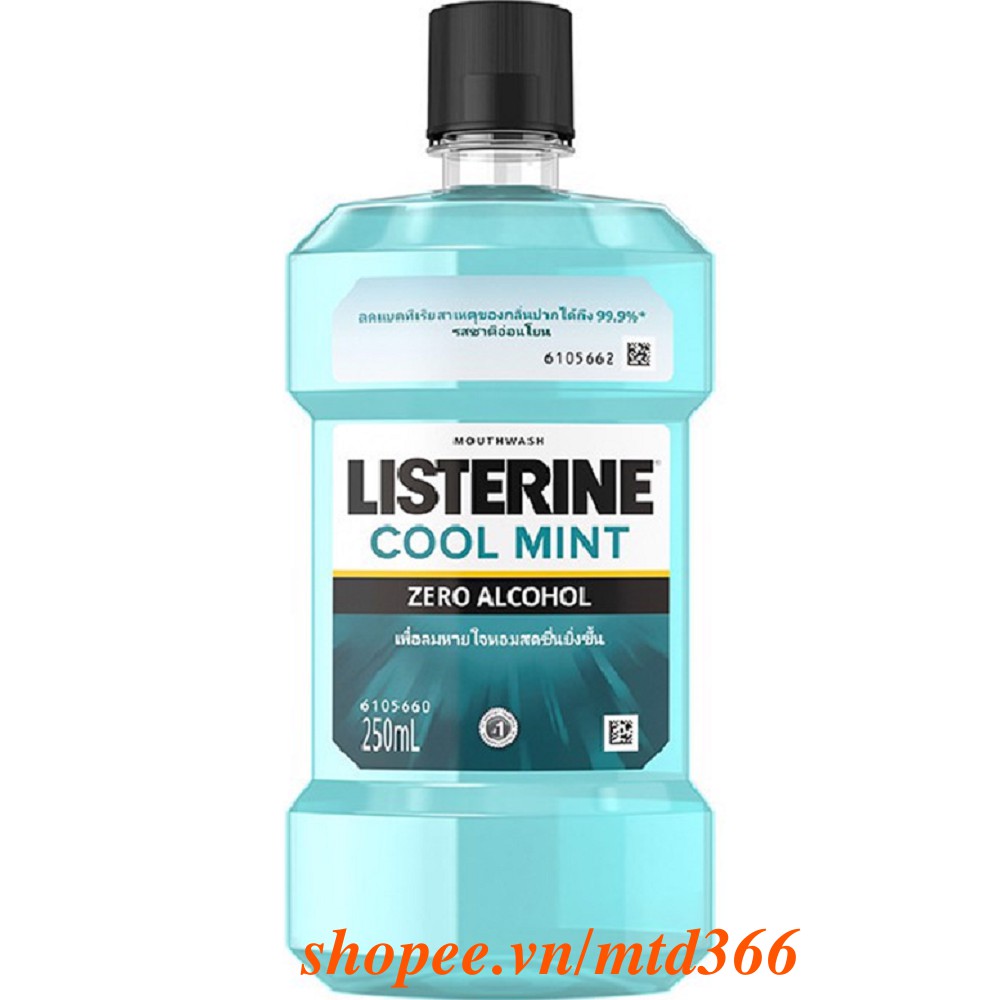 Nước Súc Miệng 250Ml Listerine Cool Mint Zero Alcohol,Chính Hãng.