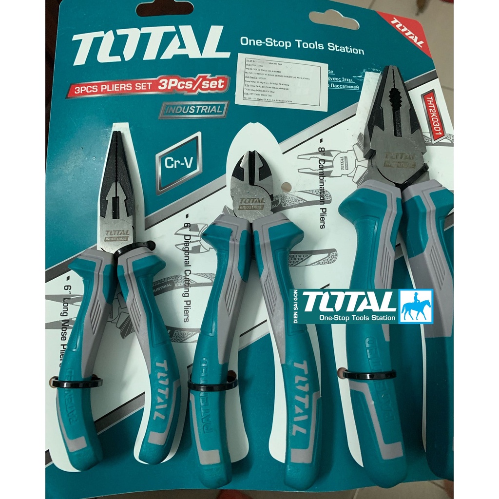 Total kềm điện kềm cắt kềm nhọn 3 chi tiết thép CR-V THT2K0301