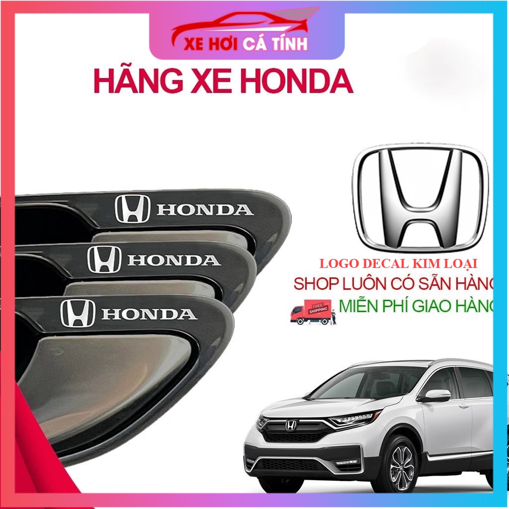 [HONDA] Miếng decal dán trang trí xe ô tô đẹp, tem kim loại chìm in logo hãng xe Honda Brio, City, Civic, CR-V, HR-V