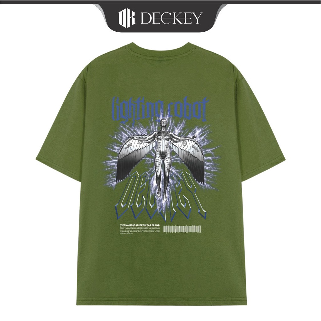 Áo Thun Cotton Unisex Nam Nữ Form Rộng Local Brand DECKEY LIGHTING ROBOT