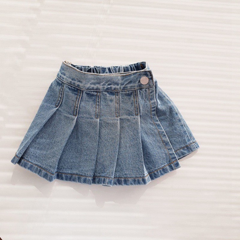 Quần bò giả váy xếp ly
