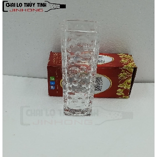 BÌNH HOA THỦY TINH HOA VĂN 15CM VUÔNG