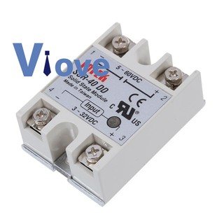 Rơ le thể rắn một pha DC-DC SSR-40DD 40A màu trắng và bạc