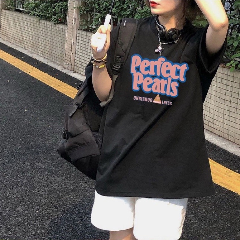 Áo thun phông PINK tay lỡ form rộng PERFECT PEARLS Unisex