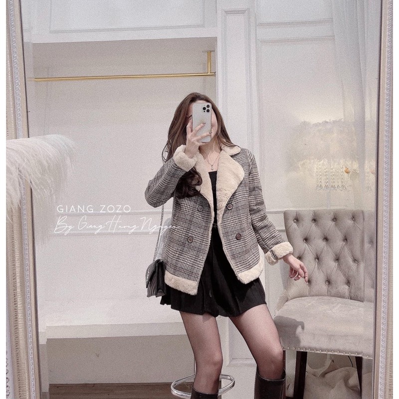 BÁN SỈ ÁO KHOÁC DẠ KẺ LÓT LÔNG QC CHO NỮ