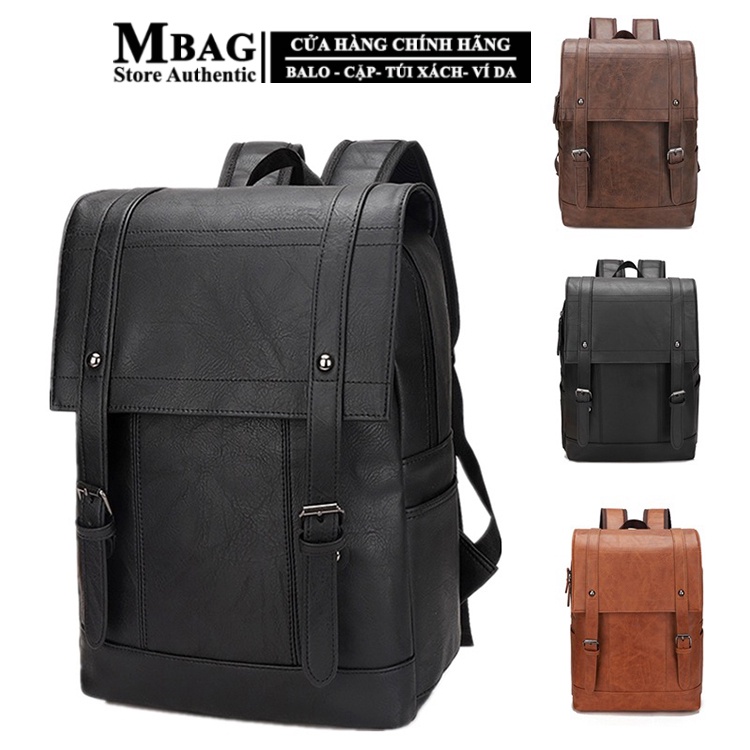 Balo da nam , Balo nam UNISEX  MCM Hàn Quốc MF 401 da cao cấp, size laptop 15inch