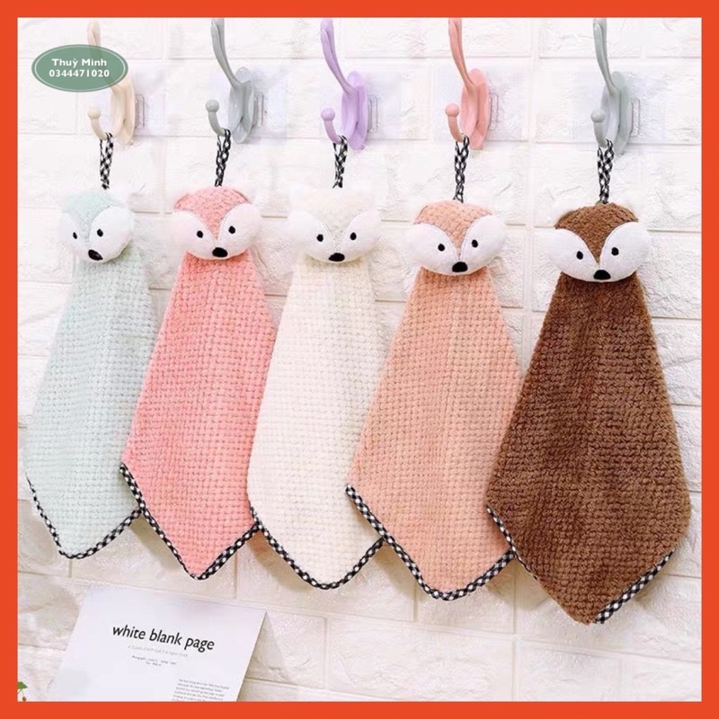 Khăn treo lau tay hình thú thấm hút tốt ( shop giao màu ngẫu nhiên )