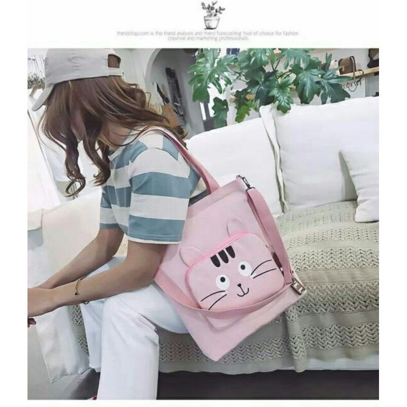 [ SALE SỐC ] Túi tote size đại hộp mặt mèo CÓ ẢNH THẬT