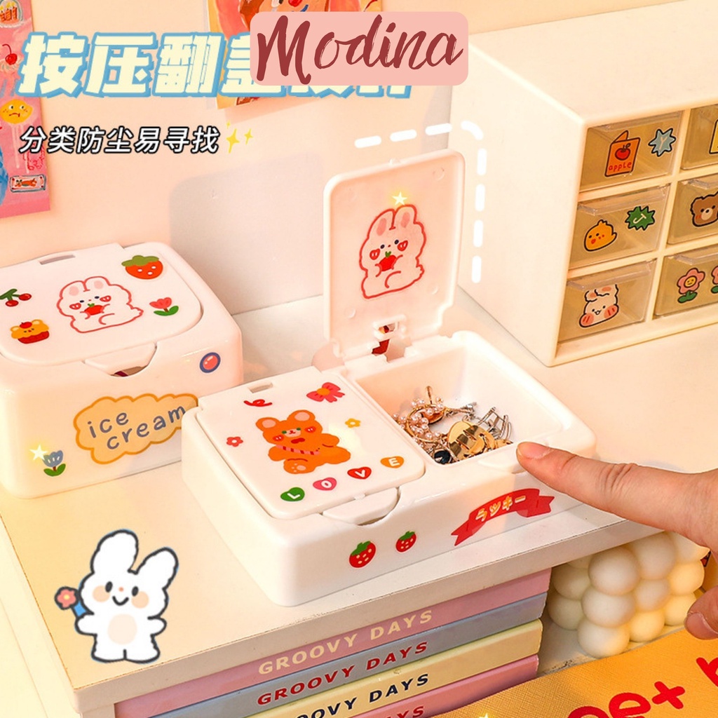 Tủ đựng đồ mini để bàn MODINA, hộp nhựa 1 ngăn, 2 ngăn đựng văn phòng phẩm trang sức