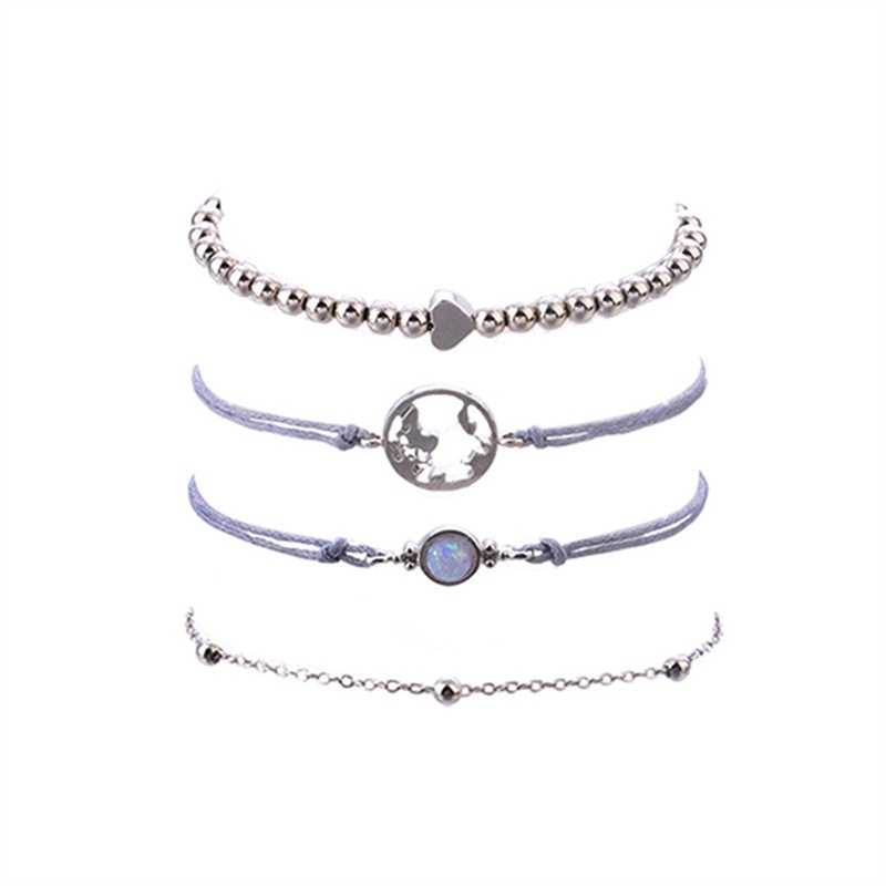 Set 4 Vòng Tay Mạ Bạc Thời Trang Cho Nữ