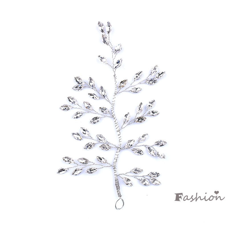 Phụ Kiện Cài Tóc Hình Cành Cây Đính Đá Pha Lê Màu Bạc Xinh Xắn Cho Cô Dâu