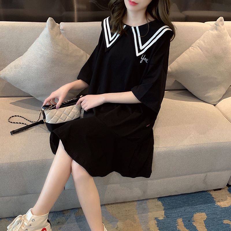 Đầm Thun Tay Ngắn Cổ Búp Bê Dáng Rộng Phong Cách Hàn Quốc Thời Trang Mùa Hè Mới Cho Nữ